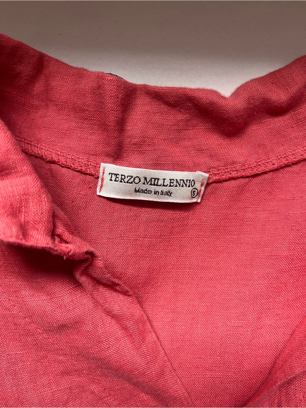 Terzo Millennio 100% Linen Sleeveless Coral Mini Dress with Cotton Panels Small - Picture 6 of 9